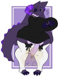 anthro balls black_clothing black_sweater black_topwear bodily_fluids bow_ribbon claws clothed clothing collar cumlord curved_horn dragon dripping eyewear flaccid flies_for_smell foreskin fur furred_dragon furred_scalie genital_fluids genitals glasses hazel_(hazlnutt) hi_res horn ineffective_clothing legwear long_ears looking_at_viewer male multicolored_body musk musky_penis mythological_creature mythological_scalie mythology object_in_urethra paw_pose penetration penis pose precum precum_drip puffy_sleeves purple_body purple_horn purple_spikes scalie simple_background skimpy slightly_chubby smegma smelly solo spiked_collar spiked_tail spikes spikes_(anatomy) squish stink_cloud sweat sweater sweater_dress tail thick_thighs thigh_highs thigh_squish topwear uncircumcised urethral urethral_penetration wearing_glasses white_clothing white_legwear white_thigh_highs wide_hips