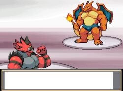 animated animated_gif anthro anthro_only balls big_balls big_muscles big_penis body_size_growth charizard city clothing duo english_text extreme_size_difference felid feline foot_crush generation_1_pokemon generation_7_pokemon genitals growth huge_muscles incineroar macro male male_only mammal muscle_growth muscles muscular muscular_male nintendo penis pokemon pokemon_(species) pokemon_battle scalie size_difference size_transformation text transformation veejaybees wardrobe_malfunction