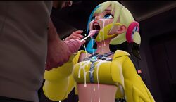 1boy 1girls 3d ai ai_assisted ai_generated blowjob canari_(pokemon) canary_(pokemon) clothed_female_nude_male cum cum_drip cum_on_body cum_on_face cum_on_tongue cumshot facial fellatio female game_freak indoors looking_back male nintendo open_mouth pokemon pokemon_legends:_z-a saliva_trail sleepingaton tongue_out twintails