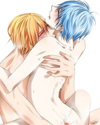 2boys artist_request blush censored cum gay kuroko's_basketball kuroko_no_basuke male_only ryota_kise sex sweat tetsuya_kuroko yaoi