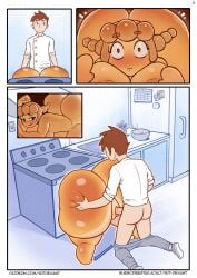 1bit-deviant animated animated_comic ass bread bread_loaf butt_expansion butt_focus comic duo expansion female food heart-shaped_pupils hi_res huge_beasts male male/female married_couple pregnant transformation weight_gain wheat wife