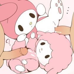 2boys 2girls after_sex after_vaginal anthro cum cum_in_pussy cum_inside cum_on_body cute duo duo_female duo_male ejaculation emotionless emotionless_female emotionless_sex female female_penetrated hat hood hooves insertion lagomorph laying_on_back looking_at_another male my_melody my_sweet_piano on_back onegai_my_melody paws penis pussy question_mark rabbit rabbit_ears sanrio sex sheep source_request tagme vagina vaginal_insertion vaginal_penetration vaginal_sex white_body wool_(fur) youjomodoki