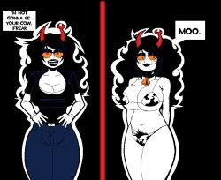 1girls big_breasts bikini breasts cow_print cow_print_bikini female female_only homestuck homestuck_troll instant_loss instant_loss_2koma pubic_hair slightly_chubby slightly_chubby_female solo solo_female source_request tagme vriska_serket white-skinned_female white_skin ykujo