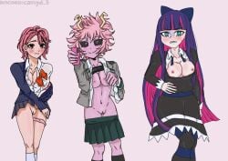 3girls 3women blush breasts cassyd commission commissioner_upload commissions_open dandadan embarrassed exposed_breasts exposed_nipples exposed_pussy female female_only mina_ashido my_hero_academia only_female panty_&_stocking_with_garterbelt pink_nipples pussy request requested school_uniform schoolgirl shiratori_aira_(dandadan) skinny_female smartphone stocking_anarchy stockings teenager