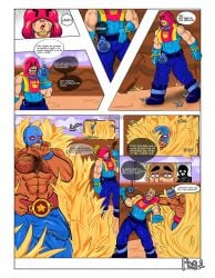 2boys big_breasts big_penis brawl_stars breasts bulge bulge_through_clothing chillstaar comic el_primo_(brawl_stars) gay grom_(brawl_stars) hair hairy male male_only spanish_text tagme video_games