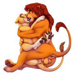 balls bodily_fluids cum cum_inside disney duo fan_character felid female feral feral_on_feral french_kissing genital_fluids genitals hi_res kissing lion loving_embrace loving_gaze male male/female mammal pantherine pawpads paws penetration simba tail_anus the_lion_king vaginal_penetration xtreme3246