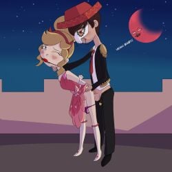 1boy1girl bad_anatomy ball_gag bdsm blood_moon bondage clothed_sex disney disney_channel disney_xd latino latino_male_white_female marco_diaz sex standing_sex star_butterfly star_vs_the_forces_of_evil vaginal_penetration white_female