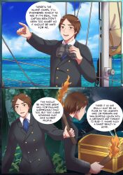 1boy aaron_(prince-imperial) british brown_eyes brown_hair exploration gender_transformation genderswap_(mtf) meowwithme(artist) ocean rule_63 suit treasure