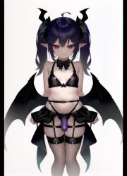 ai_generated demon demon_girl dominatrix fishnets loveofaiart strap-on thighhighs wings