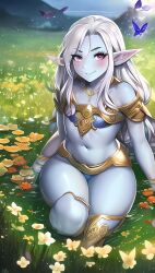 1girls 9:16 adorable ai_generated blizzard_entertainment blue_skin blush blushing blushing_at_viewer butterflies butterfly chubby chubby_female cute elf_ears eyebrows_visible_through_hair female_only female_troll field flower_field hd hi_res high_resolution highres hip_dips hylian_r34 kawaii long_hair magical_scenery nature nature_background original_character original_character_do_not_steal ornate_clothing outdoors outside pale-skinned_female pale_skin player_character purple_eyes silver_hair smile smiling tagme thick_thighs troll troll_(warcraft) troll_female violet_eyes white_hair wide_hips world_of_warcraft young