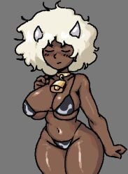 1girls afro almost_naked almost_nude ass belly belly_button big_ass big_breasts big_butt big_hair blush blushing boobs bra breasts brown_body brown_skin butt cow_bikini cow_bra cow_ears cow_girl cow_horns cow_panties cowbell dandelion dandelion_(raymundoidiot) dandelion_hair demon_horns devil_horns eyes_closed female female_only flustered giant_ass giant_breasts giant_butt hips inviting inviting_to_sex long_hair massive_ass massive_breasts massive_butt oc offering_sex original_character panties pose posing royalmilk20 slutty_clothing slutty_outfit solo thick thick_ass thick_hips thick_legs thick_thighs white_hair