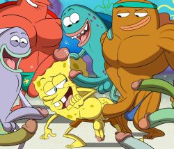 anthro crustacean fish gay gay_domination gay_sex iyumiblue larry_the_lobster lobster male male_only non-human nsfw on_model penis sea_sponge spongebob_squarepants spongebob_squarepants_(character) toony yaoi