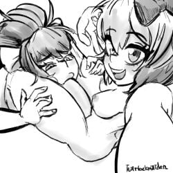 1futa 1girls areolae big_penis black_and_white breasts doki_doki_literature_club duo erection fellatio female futa_on_female futanari harlockmaiden high-angle_view human medium_breasts monika_(doki_doki_literature_club) monochrome nipples nude oral peace_sign penis sayori_(doki_doki_literature_club) selfie sex short_hair sitting sketch