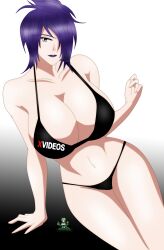 big_breasts bikini chizuru_hideki_(noir-black-shooter) female huge_breasts milf noir-black-shooter oc original_character purple_hair silver_eyes xvideos