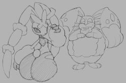 2022 anthro ass big_ass caliginous diggersby furry lopunny mega_evolution mega_lopunny monochrome pokémon_(species) pokemon pokemon_(species)