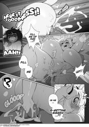 3mangos anabelle_(3mangos) black_and_white chubby_female cocoa_(3mangos) comic comic_page cow_girl cum cum_inside dog_boy femboy fondling_balls furry furry_only glasses large_ass large_breasts milf mongoart orgasm orgasm_face penis_growth thick_thighs vaginal_penetration voluptuous