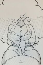 beauty_mark big_breasts faceless_female hair_covering_eye plasticcollector powerpuff_girls sara_bellum sole_female thick_thighs