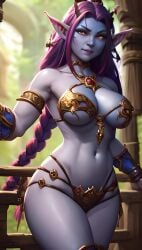 1girls 9:16 ai_generated blue_skin elf_ears fantasy female female_only female_troll hd hi_res high_resolution highres hylian_r34 original_character player_character purple_hair solo tagme troll_female