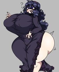 ass ass_bigger_than_head ass_bigger_than_torso big_breasts breasts_bigger_than_head breasts_bigger_than_torso dress fat_fucking_tits game_freak hex_maniac huge_breasts inakotho large_breasts long_hair messy_hair nintendo pokemon pokemon_xy purple_hair tight_fit venus_body voluptuous