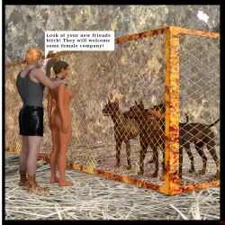 3d animal_genitalia animal_penis blue_eyes breeding_slave brown_hair canine canine_penis collar comics completely_naked completely_nude_female cum cum_in_pussy daz_studio degradation dobermann fit_female forced forced_partners gangrape graphic_novel greta_a humiliation imprisoned involuntary_penetration jollybizz kennel kennel_slave long_hair medium_breasts naked naked_female natural_breasts penetration ponytail rape rough_sex sex skinny slave slavegirl slim_waist sperm story text text_bubble zoophilia