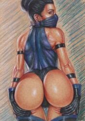 ass athletic athletic_female black_hair bubble_butt busty edithemad female female_focus female_only hourglass_figure kitana klassic_kitana leotard long_hair mortal_kombat mortal_kombat_3 pinup pinup_pose tagme thong_leotard wide_hips