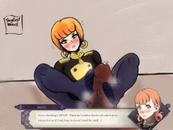 1boy 1girls annette_fantine_dominic english_text female female_focus fire_emblem fire_emblem:_three_houses foot_fetish footjob garreg_mach_monastery_uniform jyo male male_pov nintendo pov smelly_feet solo_focus text