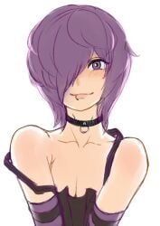 1boy 2n5 bare_shoulders blush blush_lines choker crossdressing elbow_gloves emo emo_boy femboy gloves goth goth_boy hair_over_one_eye happy lip_piercing looking_at_viewer male male_focus male_only medium_hair mikel-kun off_shoulder original piercing purple_eyes purple_hair short_hair simple_background smile solo solo_focus solo_male trap twink white_background