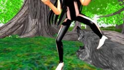 aerodynamics animated face_in_ass female mmd presenting_ass presenting_hindquarters raising_tail skunk skunk_girl skunk_spray sound video wolf