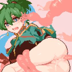 1girls anal animated animated_gif anus ass bare_thighs big_ass blush bound bound_legs breasts censored clothing commission double_penetration ear_penetration earrings female femsub fingerless_gloves fire_emblem fire_emblem:_the_blazing_blade from_behind gloves green_eyes green_hair heart heart-shaped_pupils horny jewelry large_breasts legs_together long_hair lyn_(fire_emblem) mind_break mind_control momiahair monster mosaic_censoring nintendo on_side open_mouth penetration pink_tentacles pixel_art ponytail pussy pussy_juice rape restrained sex skeb_commission symbol-shaped_pupils tentacle tentacle_bulge tentacle_rape tentacle_sex tentacles thick_thighs thighs until_they_like_it wet_pussy