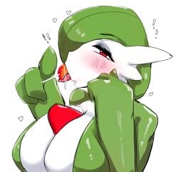 1girls chest_spike game_freak gardevoir green_hair huge_breasts implied_fellatio implied_oral looking_at_viewer menyang my700 nintendo no_humans pale_skin pokemon pokemon_(species) pokemon_rse red_eyes seductive short_hair sucking sucking_lollipop teasing teasing_penis teasing_viewer tongue