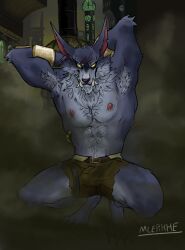 1boy abs armpit_hair armpits arms_behind_back arms_behind_head belt biceps blue_fur breasts bulge bulge_through_clothing canine chest chest_hair chest_tuft furry league_of_legends legs legs_apart male male_only mlerrhe_(artist) muscular muscular_male nipples paws pointy_ears scar scar_on_face scars shorts six_pack smile smiling smiling_at_viewer solo squat squatting squatting_position teeth teeth_showing teeth_visible thick_legs thick_thighs thighs warwick werewolf wolf yellow_eyes