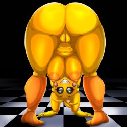 1girls all_fours animatronic anthro areolae ass barefoot big_ass big_breasts breasts completely_nude completely_nude_female female female_only five_nights_at_freddy's five_nights_at_freddy's_2 full_body grin half-closed_eyes looking_at_viewer looking_through_legs ls naked naked_female nipples nude nude_female pussy smile solo solo_female toy_chica_(fnaf) yellow_body