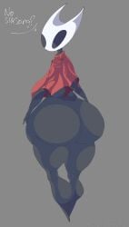 1girls 2d 2d_(artwork) ass ass_focus big_ass big_butt black_body bubble_ass bubble_butt cape captivemimic curvaceous curvy curvy_female curvy_figure fat_ass female gray_background hollow_knight hornet_(hollow_knight) huge_ass humanoid insects looking_at_viewer looking_back mostly_nude no_pupils silksong simple_background solo tagme team_cherry text thick thick_ass thick_thighs thighs twitter_username