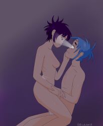 1boy 1boy1girl 1girls 2d_(gorillaz) 2d_x_noodle blush couple dark_lighting female fluffy_w fluids gorillaz male nipples noodle_(gorillaz) noodle_x_2d straight