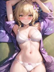 1girls ai_generated blonde_hair curvy_body curvy_figure female_focus female_only genshin_impact huge_breasts kumisudang long_hair lumine_(genshin_impact) stable_diffusion voluptuous voluptuous_female