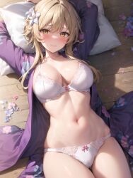 1girls ai_generated curvaceous curvy_body curvy_figure female_focus female_only genshin_impact hi_res kumisudang looking_at_viewer lumine_(genshin_impact) stable_diffusion voluptuous voluptuous_female