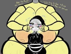 1futa 1girls angry areolae big_belly big_breasts big_dom_small_sub black_sclera bottom_heavy breasts cum cum_in_mouth cumflated_belly cumlord cumlord_(artist) dialogue duo english_text female female_only femsub fingers_in_mouth five_nights_at_freddy's futa_on_female futadom futanari huge_cock huge_hips humanoid humanoid_penis just_coffee large_breasts larger_female larger_futanari marionette_(fnaf) naked nipples nude open_mouth penis puppet_(fnaf) raped rule_63 security_puppet_(fnaf) size_difference small_breasts smaller_female standing text thick_thighs toy_chica_(fnaf) wide_hips