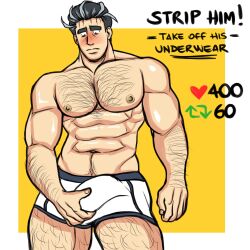 balls bara big_balls big_penis blush boner bulge erection erection_under_clothes hoybarartist larry_(pokemon) male male_only muscles muscular nintendo npc_trainer penis pokemon pokemon_sv solo solo_male strip_game underwear underwear_only