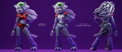 3d 3d_(artwork) animatronic anthro boobs breasts canine five_nights_at_freddy's five_nights_at_freddy's:_security_breach furry grey_body hand_on_hip long_hair medium_breasts nipples on/off pink_nipples purple_lips purple_lipstick roxanne_wolf_(fnaf) santea tits white_hair wolf wolf_ears wolf_girl wolf_humanoid wolf_tail