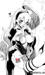 1boy 1girls bare_thighs breasts censored cloak corrin_(female)_(fire_emblem) corrin_(fire_emblem) couple female female_focus fingering fire_emblem fire_emblem_fates fire_emblem_heroes hairband heart heart_censor hood hood_up hooded_cloak inner_thighs kiran_(fire_emblem) kiran_(fire_emblem)_(male) kiran_(male)_(fire_emblem) large_breasts male negiwo nintendo pussy_juice saliva speech_bubble straight thighs