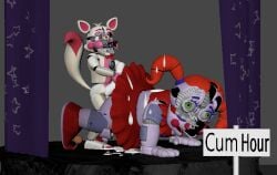 3d 3d_(artwork) baby_(fnafsl) circus_baby circus_baby_(fnaf) circus_baby_(original) female five_nights_at_freddy's fnaf funtime_foxy_(fnaf) funtime_foxy_(fnafsl) futanari sex sister_location tagme text