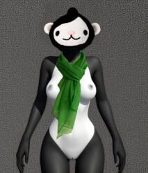 2010_vancouver_olympics ai_generated anthro bear bear_ears bear_girl breasts cosplay eyes female furry furry_breasts green_scarf hybrid mammal mascot miga nipples nude nude_female olympic_mascot olympics real_person realistic scarf solo solo_female