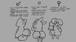 ambiguous_gender ass balls balls_expansion big_balls big_butt canid canine curled_hair digitigrade expansion female genital_expansion genitals group hair hybrid kasa_beanie male mammal mephitid ponytail_(hair) raccoon_dog skunk tail tanuki trio wide_hips