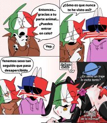 2boys ailewzol black_nail_polish black_nails bunnysuit clothing countryhumans male male_only mexico_(countryhumans) simple_background spanish_text text united_states_of_america_(countryhumans) yaoi