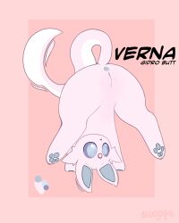 absurd_res anal anus ass awoope blue_eyes eeveelution espeon felid feline female feral genitals hi_res mammal model_sheet nintendo pawpads paws pink_body pokemon pussy slit solo verna_(awoope) wide_hips