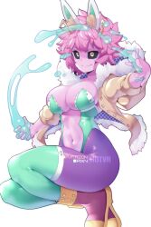 1girls ashido_mina black_sclera breasts bunny_ears bunny_girl bunnysuit female hotvr large_breasts mina_ashido my_hero_academia pink_body pink_hair pink_skin smile thick_thighs