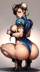 1girls ai_generated bubble_butt chun-li curvy_body curvy_female curvy_figure female_focus female_only huge_breasts jarentr long_hair looking_at_viewer looking_back seductive_look stable_diffusion street_fighter