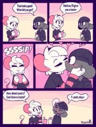 2boys blush comic dialogue english_text femboy_on_male hearts kissing milkshake mouse_boy pacman_eyes questionable_consent reggie_(whygena) text wholesome whygena zac_(whygena)