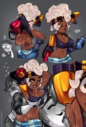 armpit armpit_fetish armpit_licking armpits big_breasts brawl_stars breasts curly_hair dark-skinned_female female flashing gray_(brawl_stars) maisie_(brawl_stars) male mawile123 sports_bra straight sweat tagme