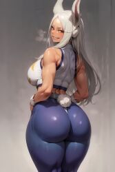 1girls ai_generated bunny_ears bunny_girl bunnysuit curvaceous curvy_body female_focus female_only firestarter88 gym_uniform hi_res highres huge_breasts long_hair miruko my_hero_academia rumi_usagiyama stable_diffusion usagiyama_rumi white_hair